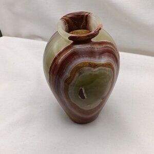 Polished Green Onyx Flower Vase 6" Stunning Beautiful Green and Brown 3lbs